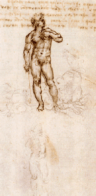 Dessin daprsle David de Michel-Ange ( dtail ) - 1504 